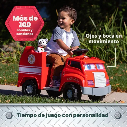 Miniatura 5 de Kid Trax Real Rigs - Camión de bomberos interactivo para niños de 1.5 a 4 años, batería y cargador de 6 voltios, efectos de sonido, rojo, grande