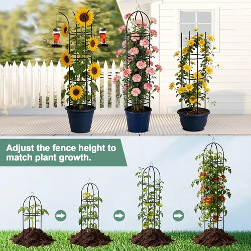 Miniatura 5 de Enrejado de jardín de obelisco 100% metálico de 6.6 pies de alto, soporte resistente para plantas trepadoras y soportes de flores, 1 enrejado