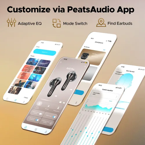 Miniatura 8 de SoundPEATS Auriculares Inalámbricos de Alta Resolución, LDAC y aptX Sin Pérdidas, Controlador Hi-Fi de 10mm, Snapdragon Sound, ANC Adaptativo