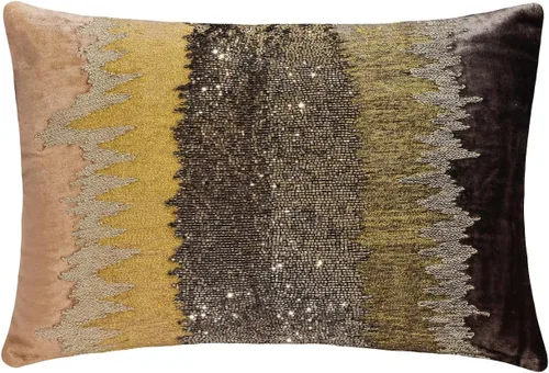 Miniatura 30 de The HomeCentric Funda de almohada lumbar decorativa gris de 12 x 20 pulgadas, encaje de yute y lino, yute, almohada oblonga de lentejuelas hechas a