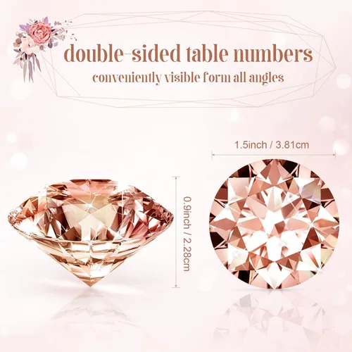 Miniatura 5 de MTLEE Tarjeteros de 36 piezas de diamantes para colocar tarjetas de cristal acrílico en oro rosa Como se muestra en las imágenes