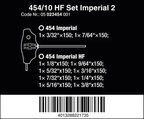 Miniatura 2 de 454/10 HF Imperial 2 Screwdrvr Mango en T Hex-Plus 10 piezas