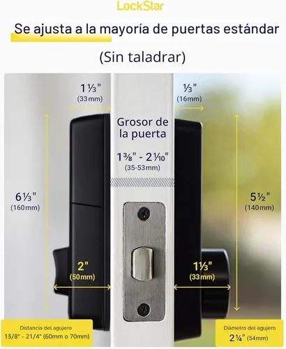 Miniatura 5 de LOCKSTAR® Cerradura inteligente para puerta • Cerradura de puerta sin llave con cerrojo • Múltiples métodos de entrada – APP • Identificación por