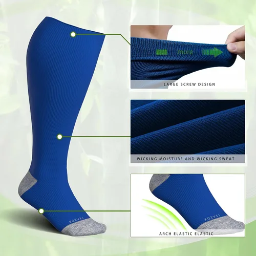 Miniatura 4 de LEVSOX Calcetines de compresión de pantorrilla ancha para mujeres y hombres, talla grande, 15-20 mmHg, hasta la rodilla, medias de gran soporte