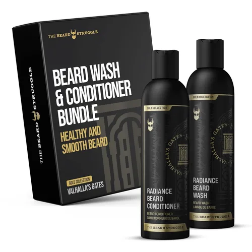 Miniatura 8 de The Beard Struggle Radiance - Paquete de lavado y acondicionador para barba para hombre, colección Platino, paquete de 2, Aesir's Triumph, nutre
