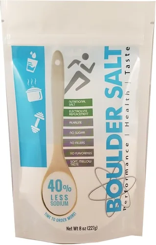 Sal de roca - Baja en sodio - Sal de potasio y magnesio - Sales electrolíticas - Sin sabor - 8 oz - Sabe bien en alimentos o en agua. 113 porciones.