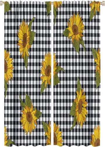 Miniatura 12 de Cortinas opacas con diseño de girasoles para ventana, puesta de sol sobre girasol, para dormitorio, sala de estar, cocina, decoración del hogar, 42