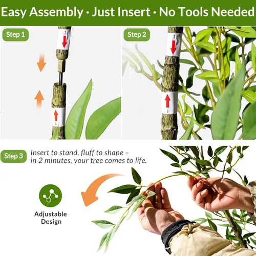 Miniatura 9 de Árbol de bambú artificial grande para interiores y exteriores, plantas realistas de seda de plástico sintético en maceta, para el hogar, sala
