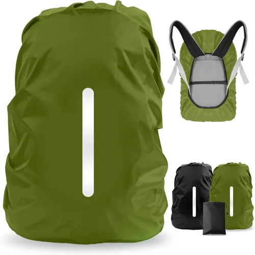 Miniatura 8 de LAMA Paquete de 2 fundas impermeables para mochila, protector reflectante a prueba de lluvia para antipolvo y antirrobo, tamaño M
