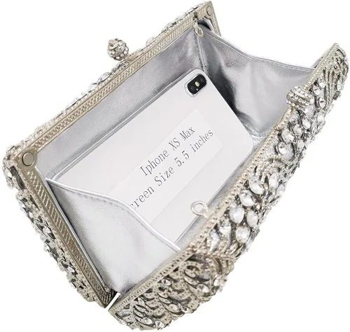 Miniatura 3 de Boutique De FGG Bolsos de noche de flores para mujer, bolso de mano de cristal, bolso de boda y bolso de fiesta nupcial