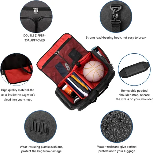 Miniatura 24 de Bolsa de deporte para zapatos de viaje, bolsa de lona para hombres y mujeres, gimnasio, deporte, equipaje, bolsa de transporte, divisor de bolsa