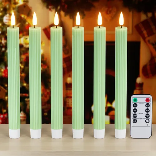 Miniatura 11 de Wondise Velas Cónicas Sin Llama con Control Remoto Temporizador, Candelabros Rojos Cerosos Reales a Batería Velas LED de Mecha 3D para Decoración