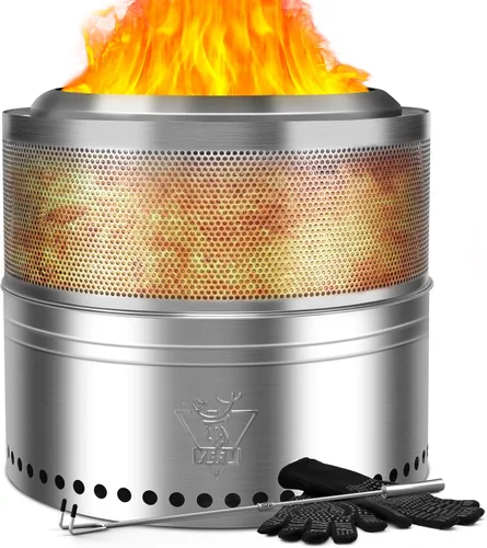 Miniatura 8 de YEFU Pozo de fuego, hoguera plegable sin humo, chimenea portátil de acero inoxidable que quema madera para exteriores con soporte de cenizas