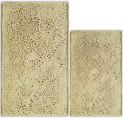 Miniatura 45 de Juego de 2 tapetes de baño de chenilla, superabsorbentes, con fuerte respaldo antideslizante de PVC, tapetes de baño para baño, peludos
