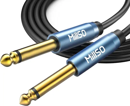 MillSO Cable de guitarra eléctrica de 10 pies, cable de instrumento de 1/4, cable TS recto recto de 0.250 in para bajo, amplificador, mezclador,