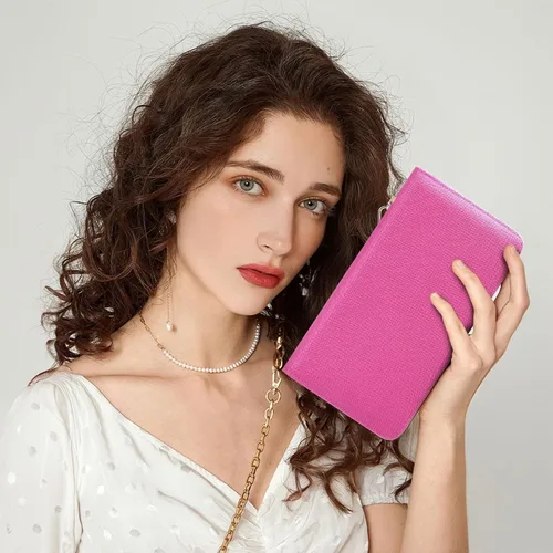 Miniatura 30 de Chelmon - Monedero para mujer de cuero genuino con bloqueo de señal RFID, para tarjetas de crédito