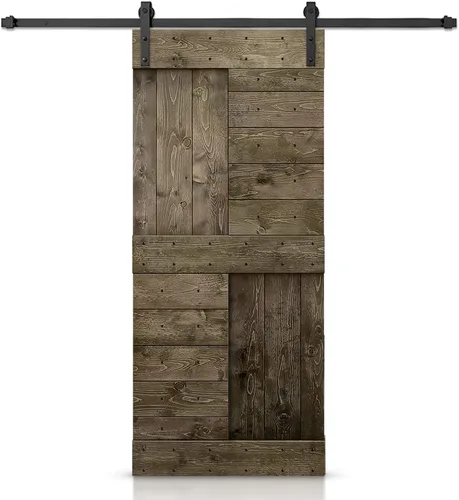 Miniatura 94 de TMS Serie N - Puerta corrediza interior de madera de pino anudada con kit de herrajes deslizantes (32 x 84 pulgadas, blanco)