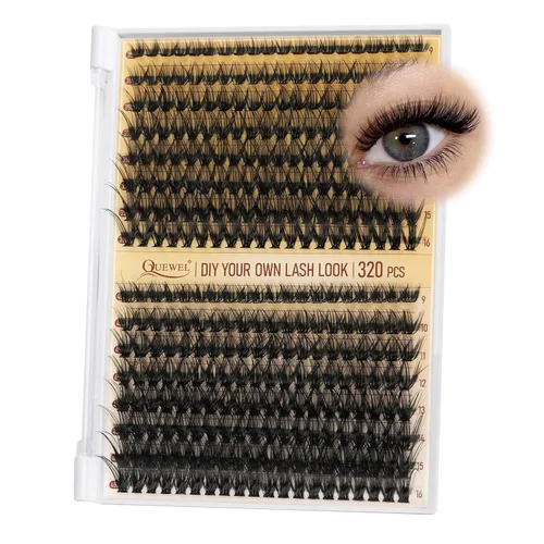 Miniatura 30 de QUEWEL 580 racimos de pestañas 30D+40D+50D+60D+80D+100D racimos de pestañas wispy de 10-18mm, pestañas individuales en racimo reutilizables