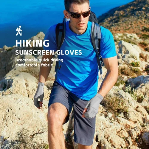 Miniatura 2 de Guantes unisex con protección UV sin dedos, UPF 50+, guantes de sol de verano para pesca al aire libre, ciclismo, senderismo, conducción, kayak