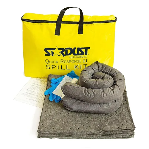 Stardust Spill Products Kit de Derrames D715 Quick Response II incluye bolsa de lona amarilla, 15 almohadillas absorbentes universales, 2 calcetines