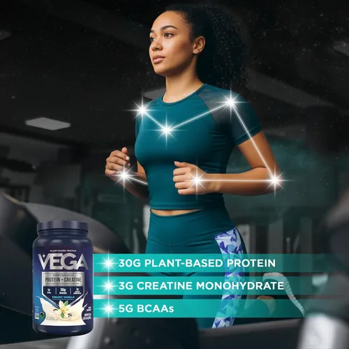 Miniatura 4 de Vega Protein + Creatina - 30 gramos de proteína a base de plantas, sabor a vainilla, 20 porciones, 3 gramos de creatina, 5 gramos de BCAA, vegano
