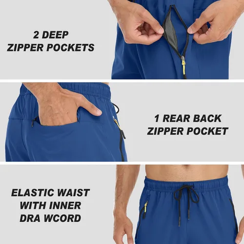 Miniatura 43 de Rapoo Pantalones ligeros para hombre con bolsillos con cremallera, secado rápido, pantalones deportivos de viaje para entrenamiento