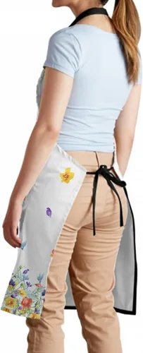 Miniatura 4 de Delantal floral de acuarela para mujer con 2 bolsillos, colorido arte floral, delantal impermeable, 28 x 33 pulgadas