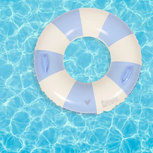 Miniatura 5 de Garneck Anillo de natación inflable de 32.3 pulgadas, diseño retro a rayas, flotante, flotadores de piscina con asas, anillos de PVC para adultos