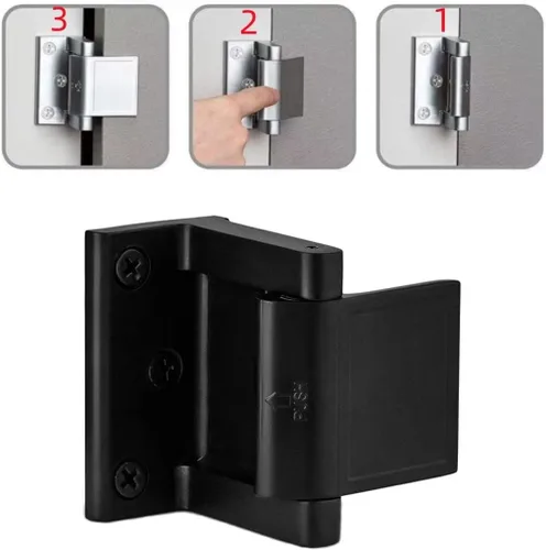 Miniatura 6 de Cerradura de puerta negra reforzador de privacidad para puerta, cerradura de puerta de seguridad de hotel, pestillo de puerta de privacidad