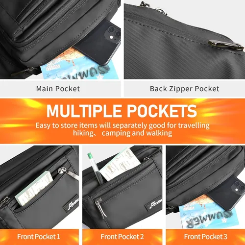 Miniatura 6 de Riñonera Bolsa de Cintura para Hombres y Mujeres Bolsa de Cadera con Correa Ajustable para Exteriores Entrenamiento Viajes Casual Correr Senderismo