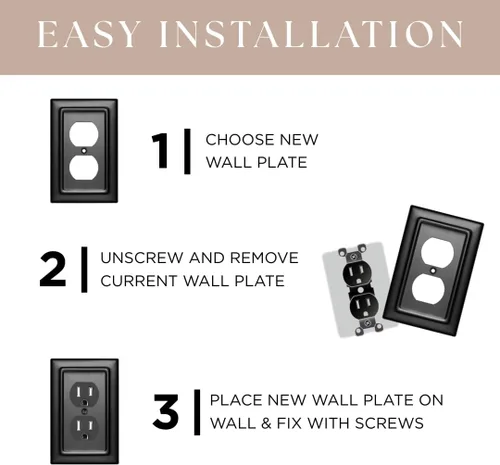 Miniatura 5 de Monarch Abode Placa de Pared Basculante de 2 Segmentos, Placa de Pared de Metal Decorativa Arquitectónica para Interruptor, Placa Decorativa de Mate