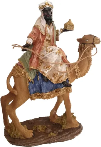 Miniatura 5 de Estatuilla grande de 12 pulgadas, juego de 11 piezas de construcción de resina de fibra de vidrio, belén de Navidad pintado a mano con hombres