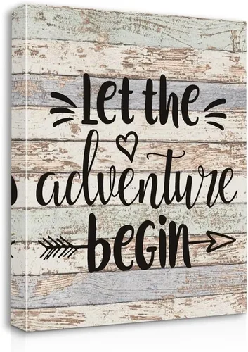 Let The Adventure Begin - Lienzo decorativo para pared, enmarcado para sala de caravana, baño, decoración de remolques, 11 x 14 pulgadas, regalos