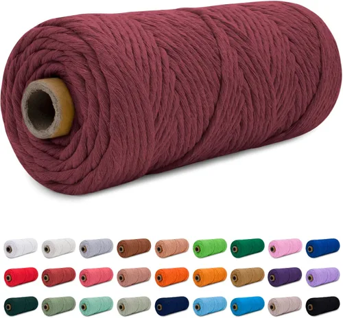 Miniatura 45 de CAMAL Cordón de macramé de 0.157 in x 109 yardas (328.1 ft), cuerda de algodón de color para tejer, manualidades, colgar en la pared, proyectos
