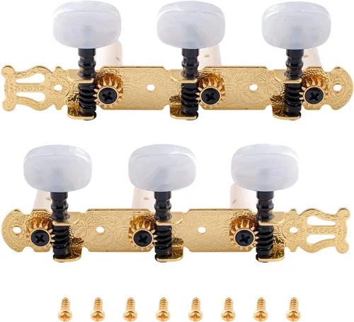 Miniatura 10 de 3 clavijas de afinación para guitarra chapadas en oro, llaves de afinación, afinadores de un solo agujero para guitarra clásica 3L 3R.