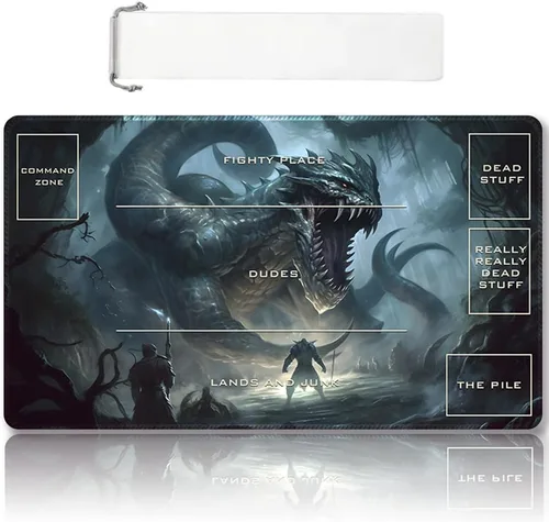 Miniatura 20 de Tapete de juego MTG cosido de alta calidad con zonas y parte trasera de goma antideslizante, tapete de juego TCG para MTG y otros juegos de cartas