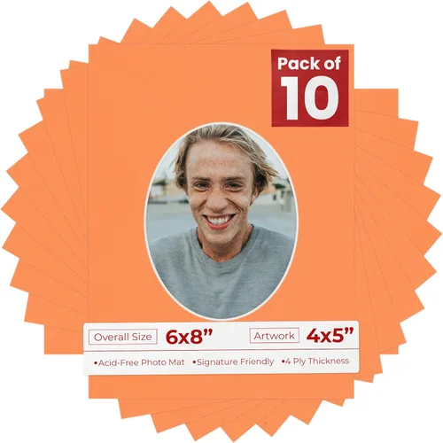 Miniatura 67 de Alfombrilla de 6 x 8 pulgadas, corte biselado para fotos de 4 x 5 pulgadas, diseño ovalado de color gris medio, sin ácidos, mate para proteger tus