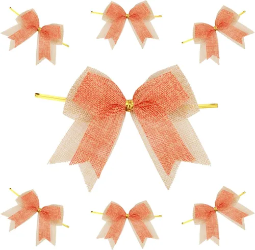 Miniatura 9 de Meseey 12 Piezas Lazos de Cinta de Arpillera de Otoño de 4 Pulgadas Borgoña/Naranja/Salvia/Marrón Lazo de Otoño para Corona de Otoño Manualidades