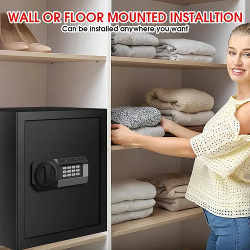 Miniatura 6 de 3.3 Cuft - Caja fuerte grande para el hogar, resistente al agua y al fuego, con teclado digital y cerradura de llave, cajas fuertes de seguridad