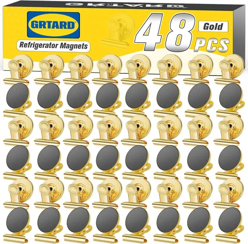 Miniatura 13 de Grtard Paquete de 12 clips magnéticos, imanes de nevera, clips magnéticos fuertes resistentes, clip magnético para pizarra blanca para oficina, Negro