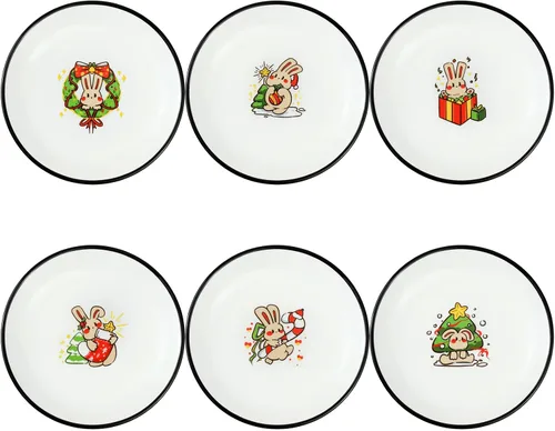 Miniatura 10 de SOCOSY Platos de cerámica súper lindos con animales de dibujos animados, platos de condimentos, pequeños tazones para alimentación de gatos, perros