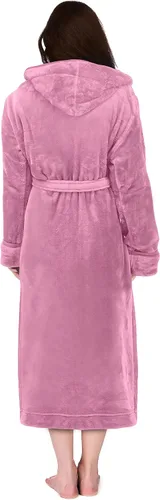 Miniatura 2 de NY Threads - Bata de baño de vellón con capucha para mujer, larga y afelpada