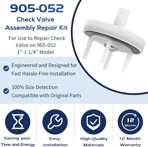 Miniatura 3 de 905-052 765 Kit de reparación de conjunto de válvula de retención, apto para el modelo 1"-1-1/4" en interruptor de vacío a presión (blanco)