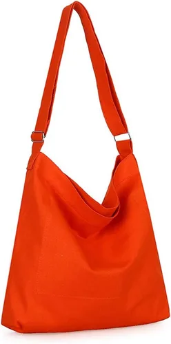 Miniatura 75 de Covelin - Bolsa de hombro informal de lona para mujer, estilo bohemio y retro, bolsa de mano, bolso cruzado, tamaño grande