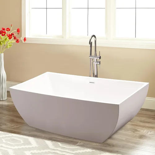 Miniatura 2 de Vanity Art Bañera independiente acrílica de 67 x 32 pulgadas Bañeras de mejoras para el hogar con diseño contemporáneo para remojar y bañarse