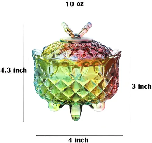 Miniatura 2 de SOCOSY Royal - Caja de dulces de cristal en relieve con tapa, joyero con pies, tarro de galletas, tarro de galletas, dulces de boda, tarros de bufé