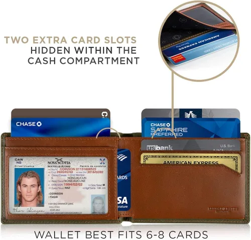 Miniatura 4 de SERMAN BRANDS Billetera delgada y plegable para hombre con bloqueo RFID minimalista de bolsillo frontal para hombre delgada y elegante