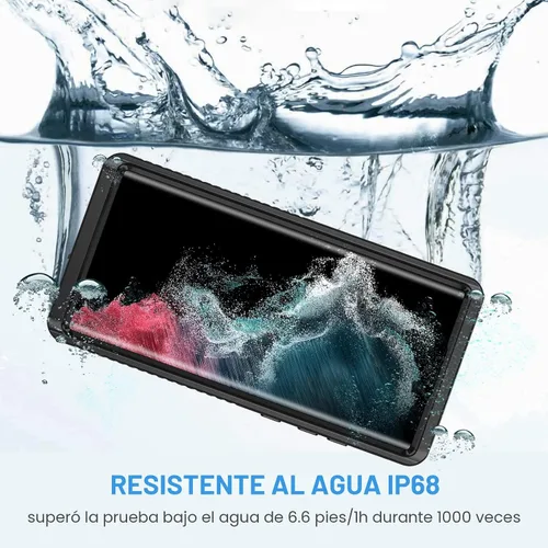 Miniatura 3 de Lanhiem Funda para Samsung Galaxy S22 Ultra, IP68 impermeable a prueba de polvo con protector de pantalla integrado, funda protectora de cuerpo Negro