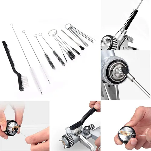Miniatura 7 de Kit de limpieza de pistola de pulverización multiusos de 17 piezas, cepillos de nailon, kit de limpieza de pistola de pintura, mini cepillos