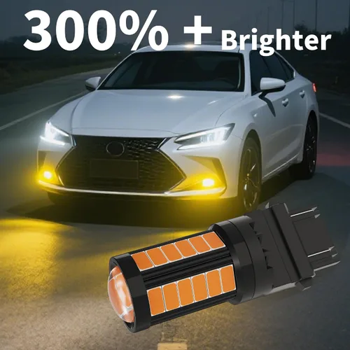 Miniatura 6 de Yorkim 3157 Bombillas LED ámbar superbrillantes, 3056 3156 3156A 3057 4057 3157 4157 T25 bombillas LED para luces de freno, luces de marcha atrás